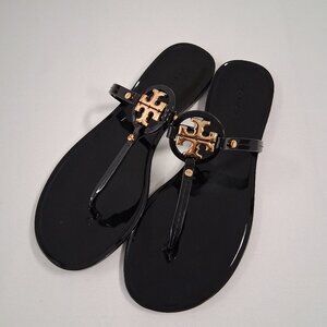 Tory Burch Women’s Miller Patent Thong Sandals – Black, Size 8 Medium